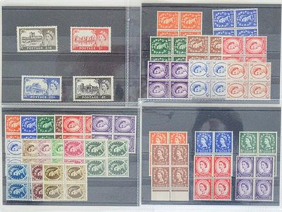 Lot 2182 - Great Britain, early QEII mint selection, mint/MNH sets in blocks of 4: 1952-54 Tudor wmk to...