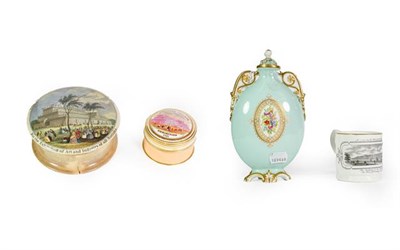 Lot 16 - A Graingers Worcester Porcelain Flask, compressed oval and with gilt-heightened handles, the...