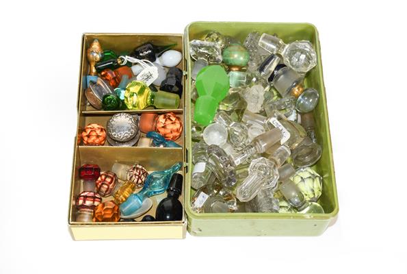 Lot 23 - Three Boxes of Assorted Glass Scent and Other Bottle-Stoppers, variously formed and a small...