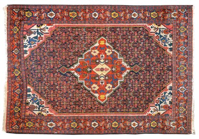 Lot 1509 - Senneh Rug Persian Kurdistan The deep indigo field of Herati design centred by a madder diamond...