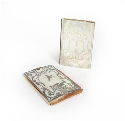 Lot 48 - Two Victorian Mother-of-Pearl Aide Memoire, each oblong, one carved with two beaded cartouches...