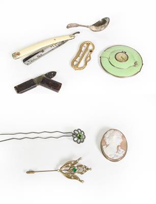 Lot 55 - Eight Various Items, including: a George III Silver Fiddle, Thread and Shell pattern caddy-spoon; a