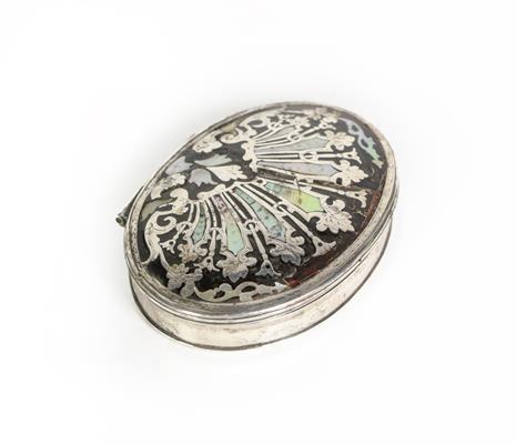 Lot 60 - A George II Silver and Mother-of-Pearl Inlaid Tortoiseshell Box, Apparently Unmarked, Circa...