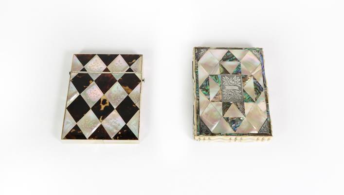 Lot 72 - Two Victorian Card-Cases, each oblong, with decorated with abalone shell and mother-of-pearl...