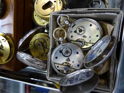 Lot 89 - Eight silver open faced pocket watches, enamel dialled wristwatch, movement signed Rolex (case back