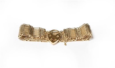 Lot 96 - A 9 carat gold gate link bracelet, length 17cm