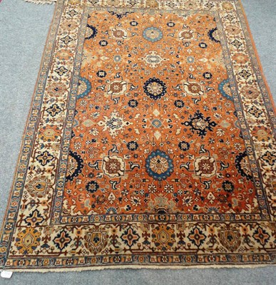 Lot 1516 - Pair of Tabriz Rugs Persian Azerbaijan Each with a deep sand field with rows of stylised medallions