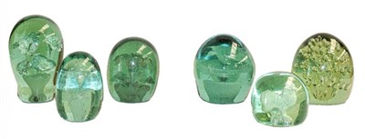 Lot 109 - Six Victorian green glass dumps (6)