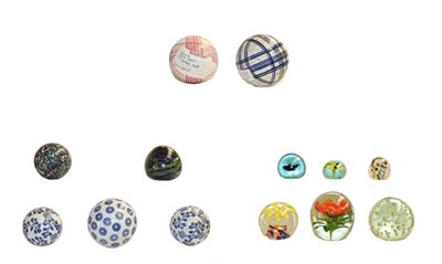 Lot 115 - A group of 19th century French porcelain carpet boules, and 19th century and later paperweights