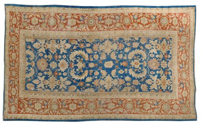 Lot 1518 - Ziegler Mahal Carpet Sultanabad  West Persia The mid indigo field with large serrated leaves...