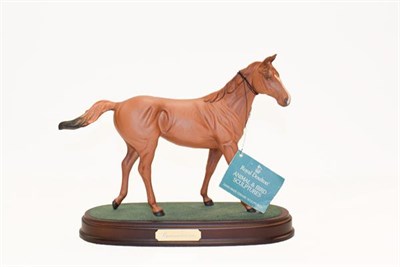 Lot 147 - Beswick and Royal Doulton Horses on wooden plinths including: Arab, Desert Orchid, Spirit of...