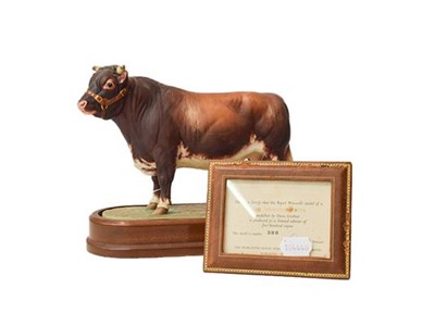 Lot 150 - A Royal Worcester 'Dairy Shorthorn Bull' modelled by Doris Lindsner, with certificate, no 388...