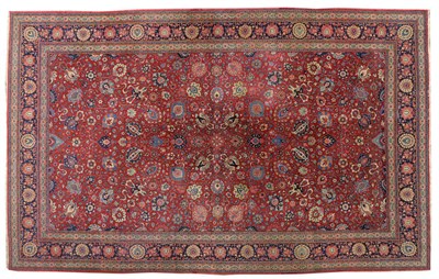 Lot 1522 - A Fine Tabriz Carpet Persian Azerbaijan The claret field with an allover lattice design of...