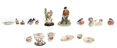 Lot 172 - Ceramics and glass including a set of ten coloured hock glasses, Royal Copenhagen porcelain models
