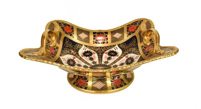 Lot 174 - A Royal Crown Derby Imari and gilt decorated twin-handled dish (second quality)