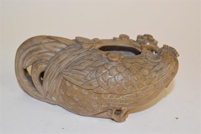 Lot 179 - Two trays of Chinese and Japanese artifacts including soapstone carvings, one formed as a hen,...