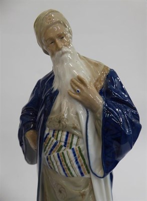 Lot 188 - A Royal Copenhagen figure of a bearded man, together with a Royal Copenhagen vase and pin tray (3)