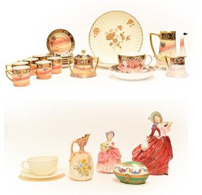 Lot 189 - A tray of assorted porcelain including a Belleek cup and saucer, Royal Crown Derby Imari...