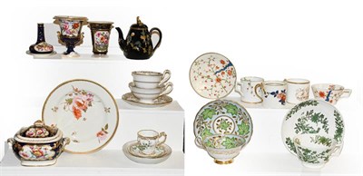 Lot 194 - A quantity of mainly 19th century English porcelain, including: Spode spill vase, Derby tea...