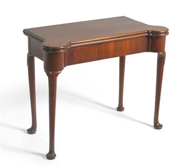 Lot 1526 - A George II Mahogany Foldover Card Table, mid 18th century, the folding rectangular top with...