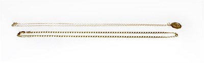 Lot 213 - A 9 carat gold flat curb link chain, length 51.5cm; and a 9 carat gold St Christopher pendant...