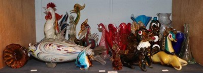 Lot 244 - Group of Venetian Murano glass, including animals, vases etc