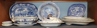 Lot 266 - A group of 19th century English blue and white pottery, including: a Masons Ironstone china...