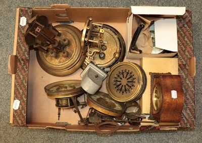 Lot 284 - A selection of mantel clocks, wall timepiece, wall clock cases, fortin barometer signed S & A...