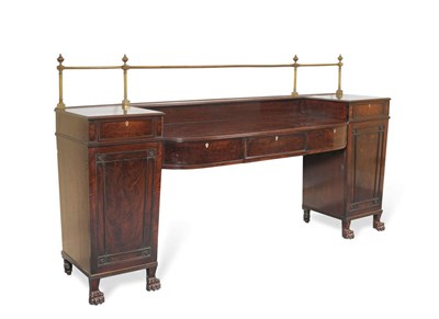 Lot 1535 - A Late Regency Mahogany Bowfront Pedestal Sideboard, 2nd quarter 19th century, the staged top...