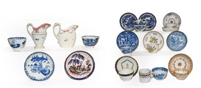 Lot 326 - A quantity of mainly 18th century English porcelain including Newhall helmet shaped cream jug,...