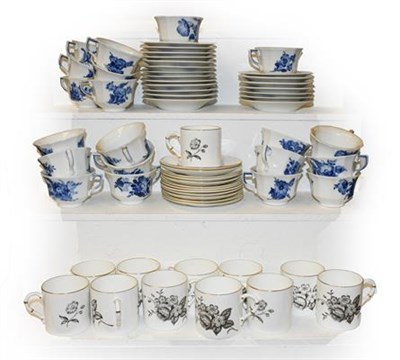 Lot 335 - A Royal Worcester part coffee service and a Copenhagen part coffee service in a blue fluted pattern