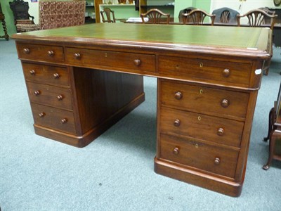 Lot 1540 - A Victorian Mahogany Partners' Desk, 3rd quarter 19th century, inset a modern green and gilt...