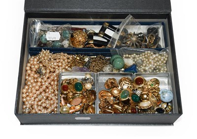 Lot 345 - Quantity of costume jewellery, including Dior and other earrings, simulated pearls, lady's...