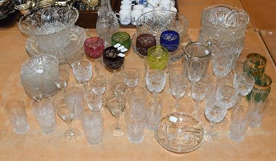 Lot 356 - Large quantity of cut glassware, including a harlequin set of six hock glasses, five various bowls