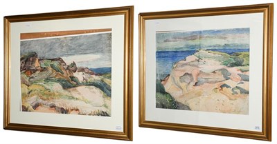 Lot 1012 - Paula Fischer (1873-1950) Sand dunes Signed, watercolour, together with another landscape by...
