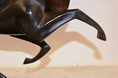 Lot 1014 - French School (20th/21st century) Galloping horse Bronze on a marble base, 38.5cm high