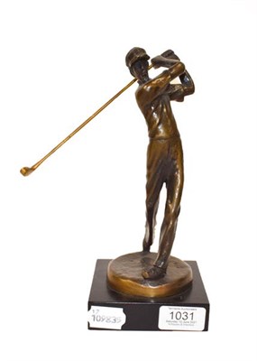 Lot 1031 - * Kim B (Contemporary) Golfer Signed, bronze on a composite base, 24cm high  Artist's Resale...