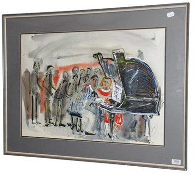 Lot 1035 - Michael Gibbison (b.1937)  ''Jazz Party''  Signed, watercolour, 51cm by 71cm  Artist's Resale...