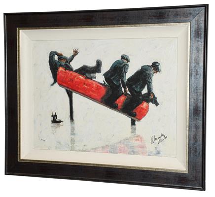 Lot 1059 - Alexander Millar (Contemporary) ''Cowboys'' Signed and numbered 95/195, giclee print on board, sold