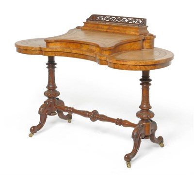 Lot 1557 - A Victorian Figured Walnut Kidney Shape Writing Desk, 3rd quarter 19th century, the hinged lid...