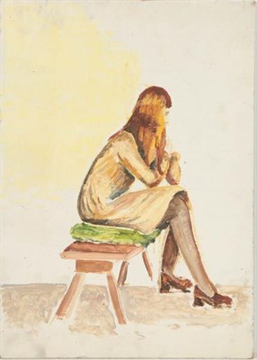 Lot 1077 - Franklin White (1892-1975) Australian  Woman with red hair seated in an interior Oil on board,...