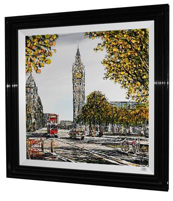 Lot 1080 - Nigel Cooke (b.1960) View of Westminster with Big Ben Signed, acrylic on board, 75cm by 75cm...