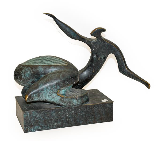 Lot 1084 - Contemporary School Reclining figure Patinated metal, 39cm high  Artist's Resale Rights/Droit...