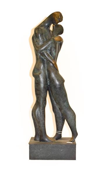 Lot 1085 - Contemporary School Standing lovers Patinated metal, 64cm high  Artist's Resale Rights/Droit de...