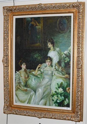Lot 1101 - Southwell (Contemporary) After Singer Seargent portrait of three sister, oil on canvas signed...