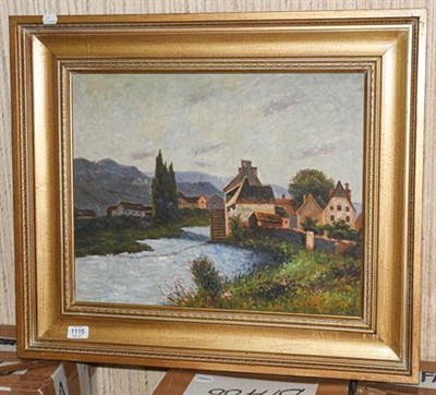 Lot 1115 - Continental School (Contemporary) Country mill, oil on canvas, 39.5cm by 50cm