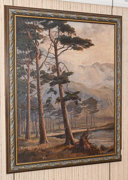 Lot 1118 - Joyce Platt (20th century) Lakeland landscape, oil on canvas, with unfinished figurative pencil...