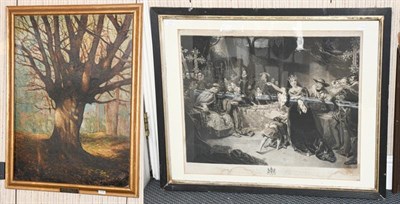 Lot 1119 - British School (19th/20th century) The Great Tree, Oil on board, loose from frame, 90cm by...