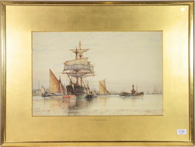 Lot 1126 - F J Alridge (19th/20th century) On the Thames, Signed and inscribed, watercolour, 34cm by 52cm