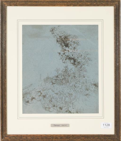 Lot 1128 - Thomas Uwins RA RWS (1782-1857) Study of ivy, Pen and ink, 30.5cm by 26cm